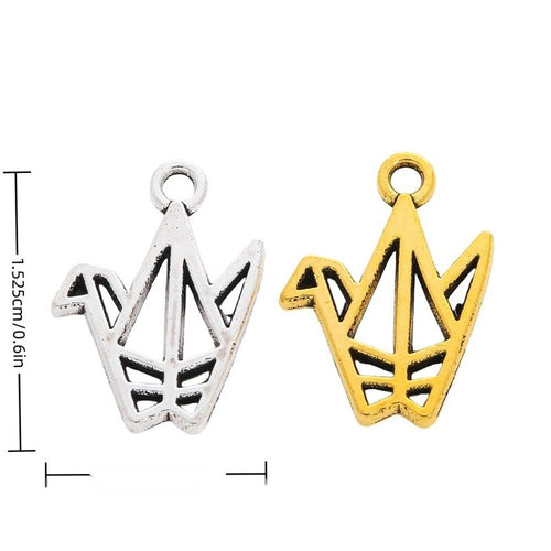 Origami Crane Charm showing an outlined folded-paper crane silhouette