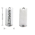 NAMASTE Engraved Rectangular Tag Pendant Charm in Antique Silver view 1