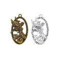 Oval Angel Relief Charm Pendants in Two Antique Finishes view 1
