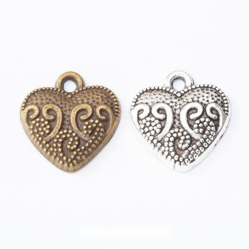 Embossed Heart components shown together in the available finishes