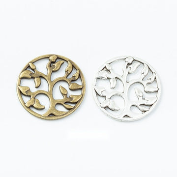 Round Tree of Life Metal Charms in Two Antique Finishes