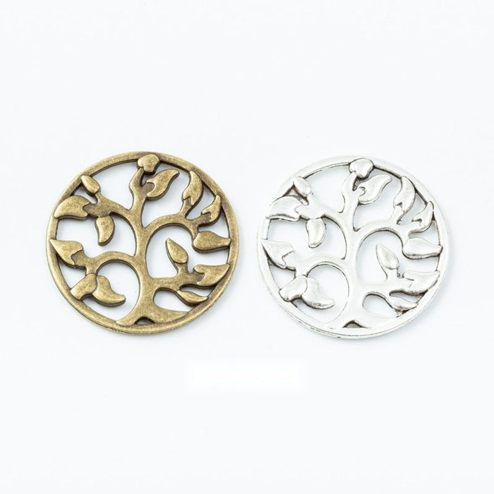 Round Tree of Life Metal Charms in Two Antique Finishes