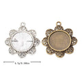 Floral Round Cabochon Connector Settings in Two Antique Finishes view 1
