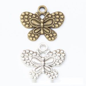 Dotted Butterfly Metal Charms in Two Antique Finishes