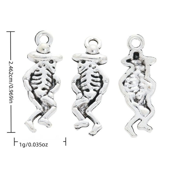 Dancing Skeleton Alloy Charm in Antique Silver Finish