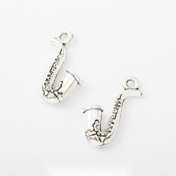 Saxophone Charm in One Finish with Detailed Metalwork for Jewelry Making