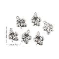 Rounded Four Leaf Clover Metal Charm in Antique Silver Tone view 1