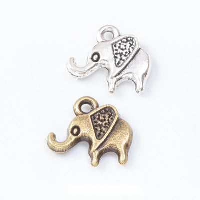Front and finish comparison of patterned elephant charm