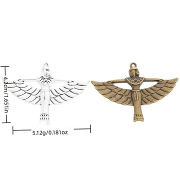 Egyptian Winged Goddess Pendant In Two Vintage Tones