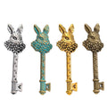 Vintage Finish Metal Rabbit Head Skeleton Key Charms in 4 Style Options view 1