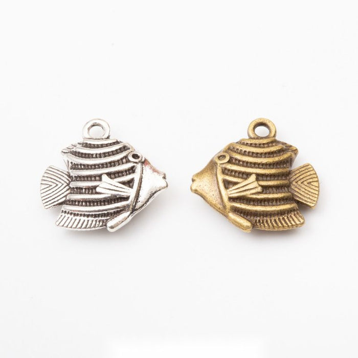 Striped Tropical Fish Metal Charms in Two Finishes