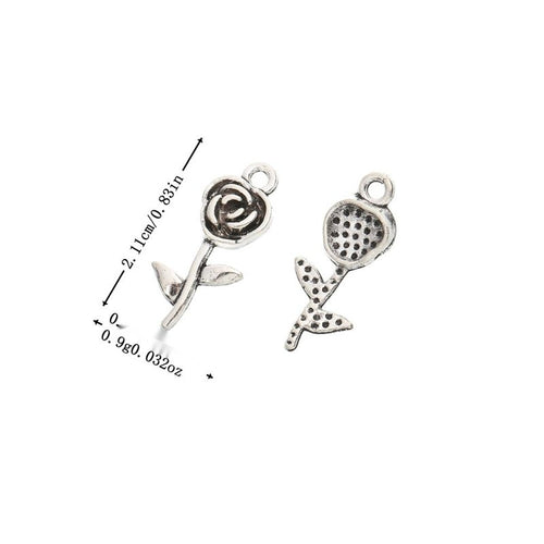 Metal long-stem rose connector, front and reverse views shown in the product image