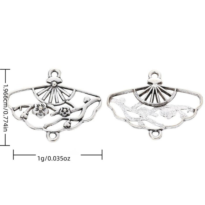 Plum Blossom Folding Fan Connector in Silver Tone Jewelry Making Component
