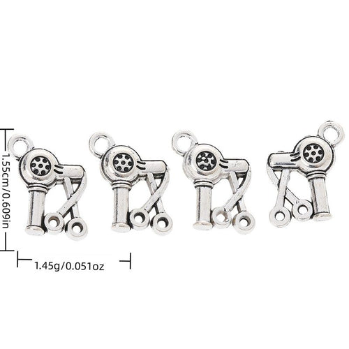 hair dryer and scissors charm shown from the front