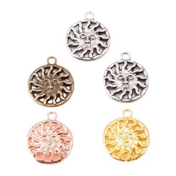 Vintage Finish Metal Openwork Sun Face Charms in 4 Style Options