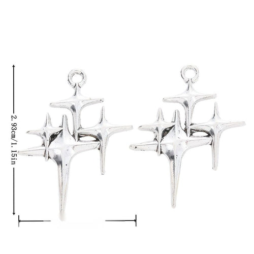 Overview of the four point star charm in the available metal finishes