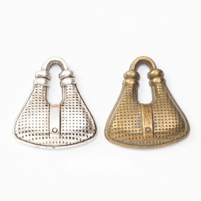 Textured Handbag Metal Charm Pendant shown in the available visible finishes