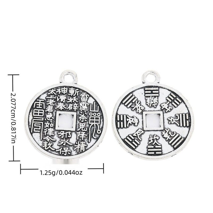 Yin Yang Coin Metal Charms in Antique Silver Finish