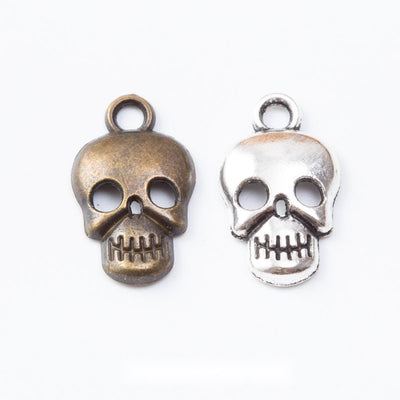 Small Skull metal piece shown in Antique Bronze, Antique Silver