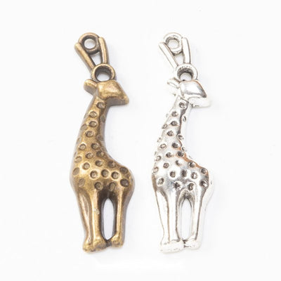 Giraffe metal component, grouped front view on white