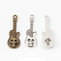 Guitar-Shaped Detailed Metal Charm Pendants in 2 Finishes view 1