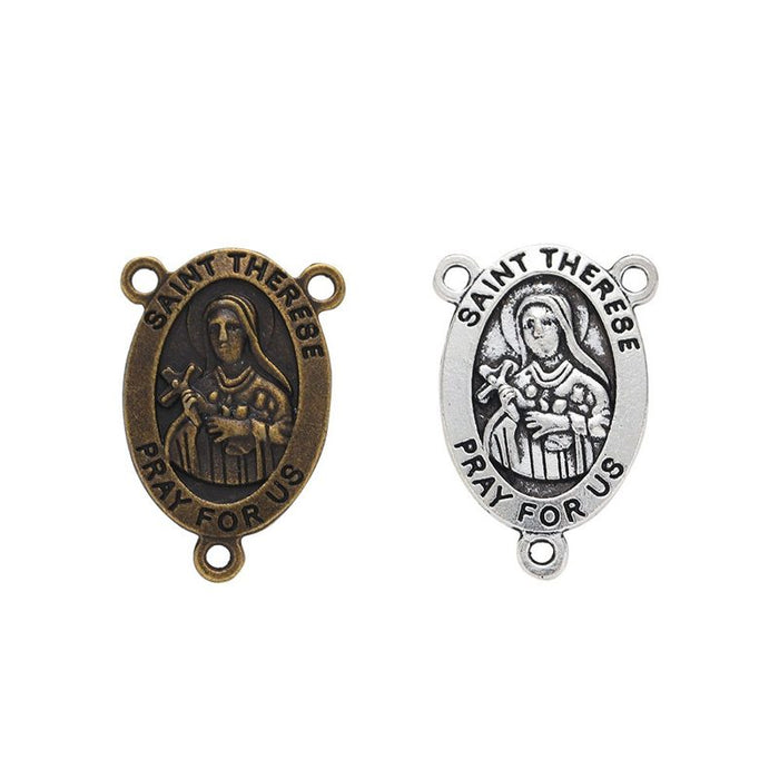 Saint Mary Oval Connector Charms in Two Antique Finishes