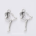 Spinning Ballet Dancer Metal Charm for Jewelry Making in Antique Silver view 1