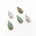 Small Buddha Head Charm in 3 Metal Finishes for Jewelry Making view 1