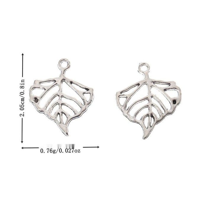 Openwork Heart Shaped Leaf Metal Charm Pendant Jewelry Making Component