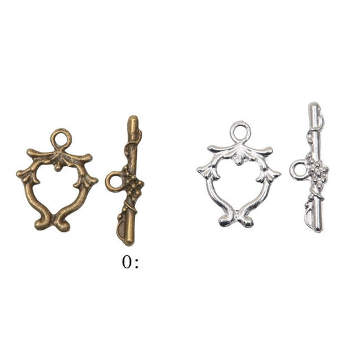 Grouped front views of the floral leaf toggle clasp set in available finishes
