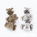 Windmill House Metal Charms in Antique Bronze and Silver Finishes view 1