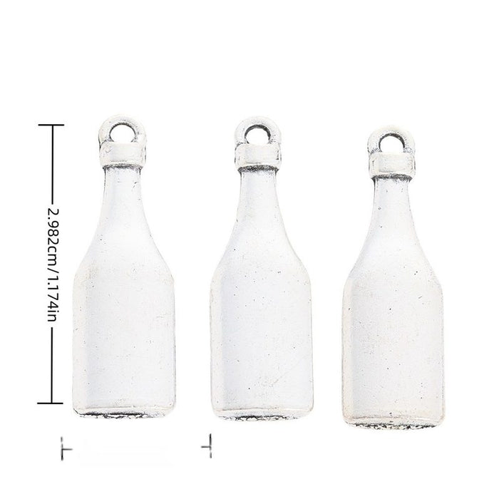 Minimal Bottle Metal Charms in Antique Silver Finish