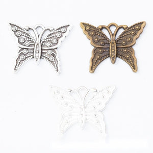 Ornate Openwork Butterfly Metal Charm Pendant For Jewelry Making