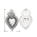 Antique Silver Flaming Sacred Heart Metal Pendant Charm view 1