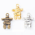 Stacked Stone Figure Charm Small Metal Pendant in Three Finishes view 1