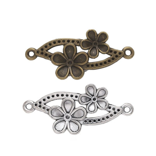 Floral Leaf Connector metal piece showing overall shape and available finishes