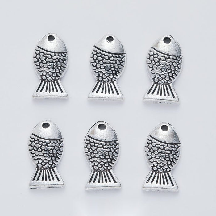 Scaly Fish Detailed Metal Charm in 1 Finish for Crafting