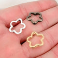 Five Petal Flower Outline Connector Rings In Three Tones view 1
