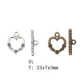 Floral Heart Toggle Clasp in Two Antique Metal Finishes view 1