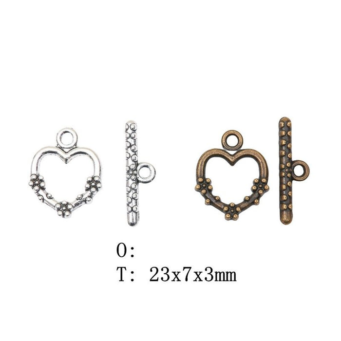 Floral Heart Toggle Clasp in Two Antique Metal Finishes