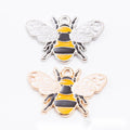 Striped Enamel Bee Charms in Gold and Silver Tones view 1