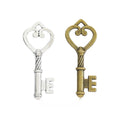 Heart Bow Skeleton Key Metal Charm for Jewelry Making in Antique Bronze and Antique Silver view 1