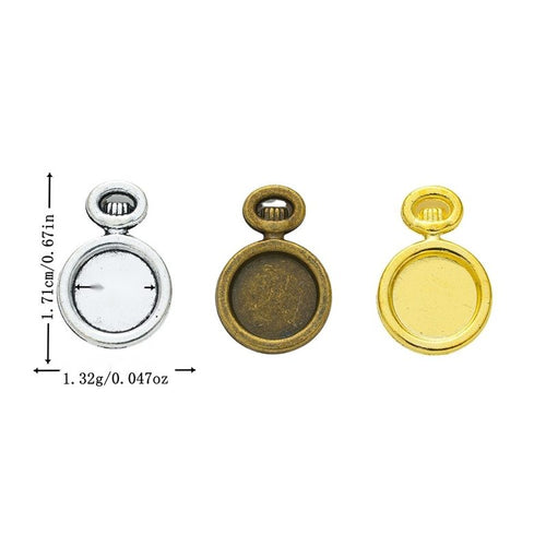 Metal small floral round setting, front and reverse views shown in the product image