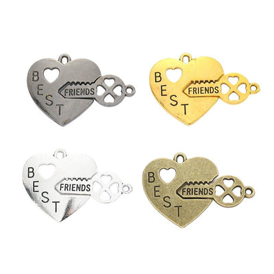 Finish overview of best friends heart and key metal charm