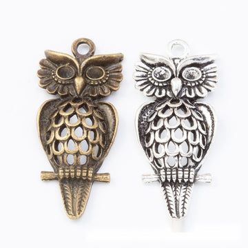 Long Owl Charm in 2 Metal Finishes for Jewelry Making
