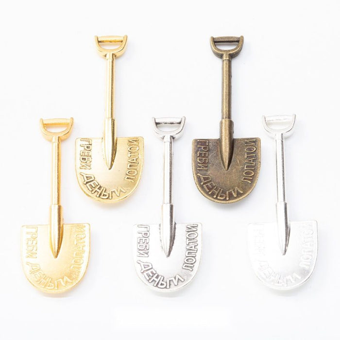 Garden Shovel Metal Charm in 5 Distinct Finishes for Jewelry Making