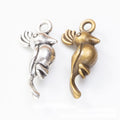 Long Tailed Bird Metal Charm in Two Antique Finishes view 1