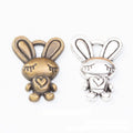 Heart Holding Bunny Charms in Antique Bronze, Antique Silver view 1