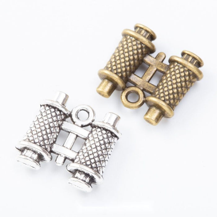 Binoculars Metal Charm In 2 Finish Options for Jewelry Making