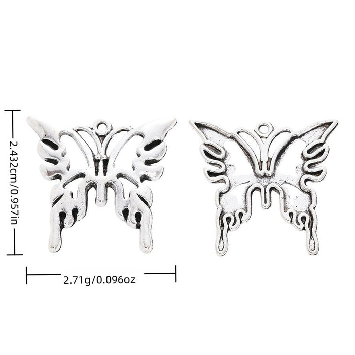 Antique Silver Flowing Openwork Butterfly Charm Pendant